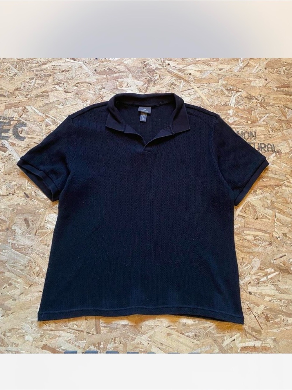 H&M Black Short-Sleeve Polo Knit Top